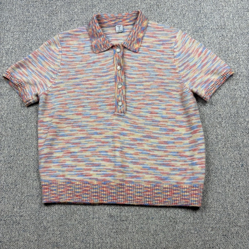 Women's Multi Colored Knitwear Sweater‎ Short Sleeve Shirt